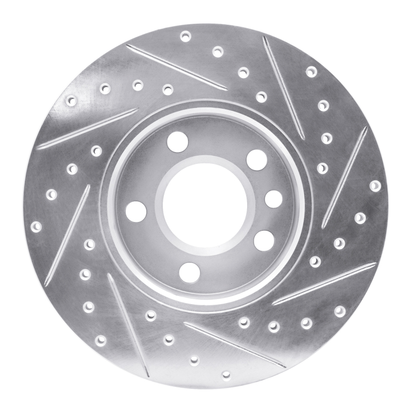 Volkswagen EuroVan Brake Rotor (1) - Front Left - R1 Concepts - Drilled & Slotted - Silver - `96-`00